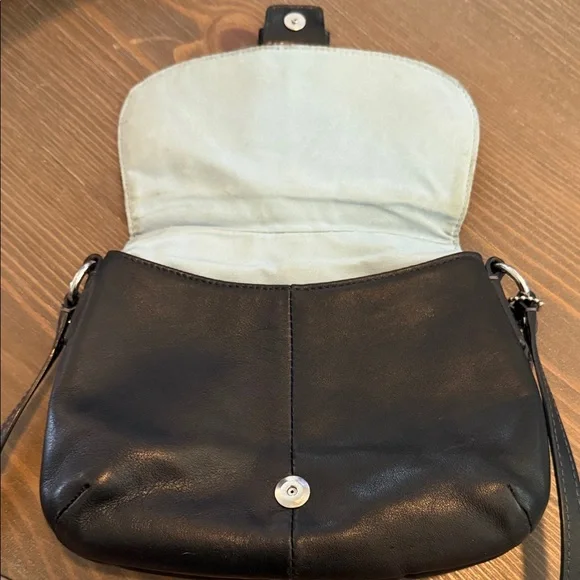 Coach Black Leather Crossbody Bag with Buckle Detail - Picture 7 of 9